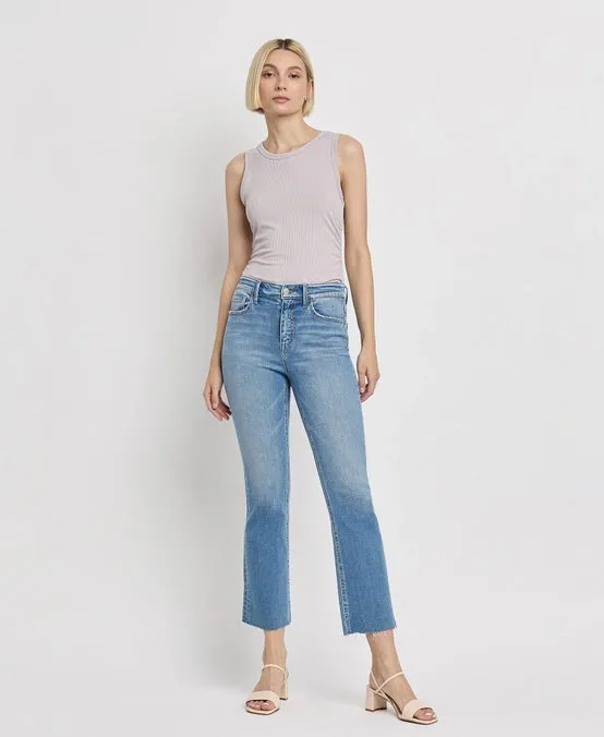 Austyn High Rise Raw Hem Crop Flare Jeans