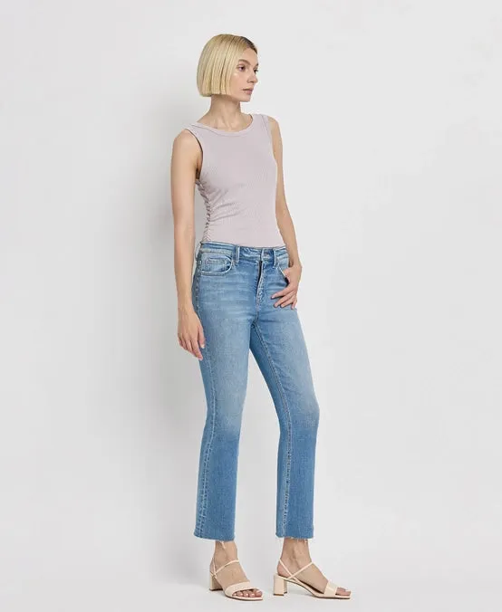 Austyn High Rise Raw Hem Crop Flare Jeans