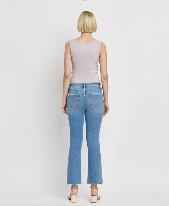 Austyn High Rise Raw Hem Crop Flare Jeans