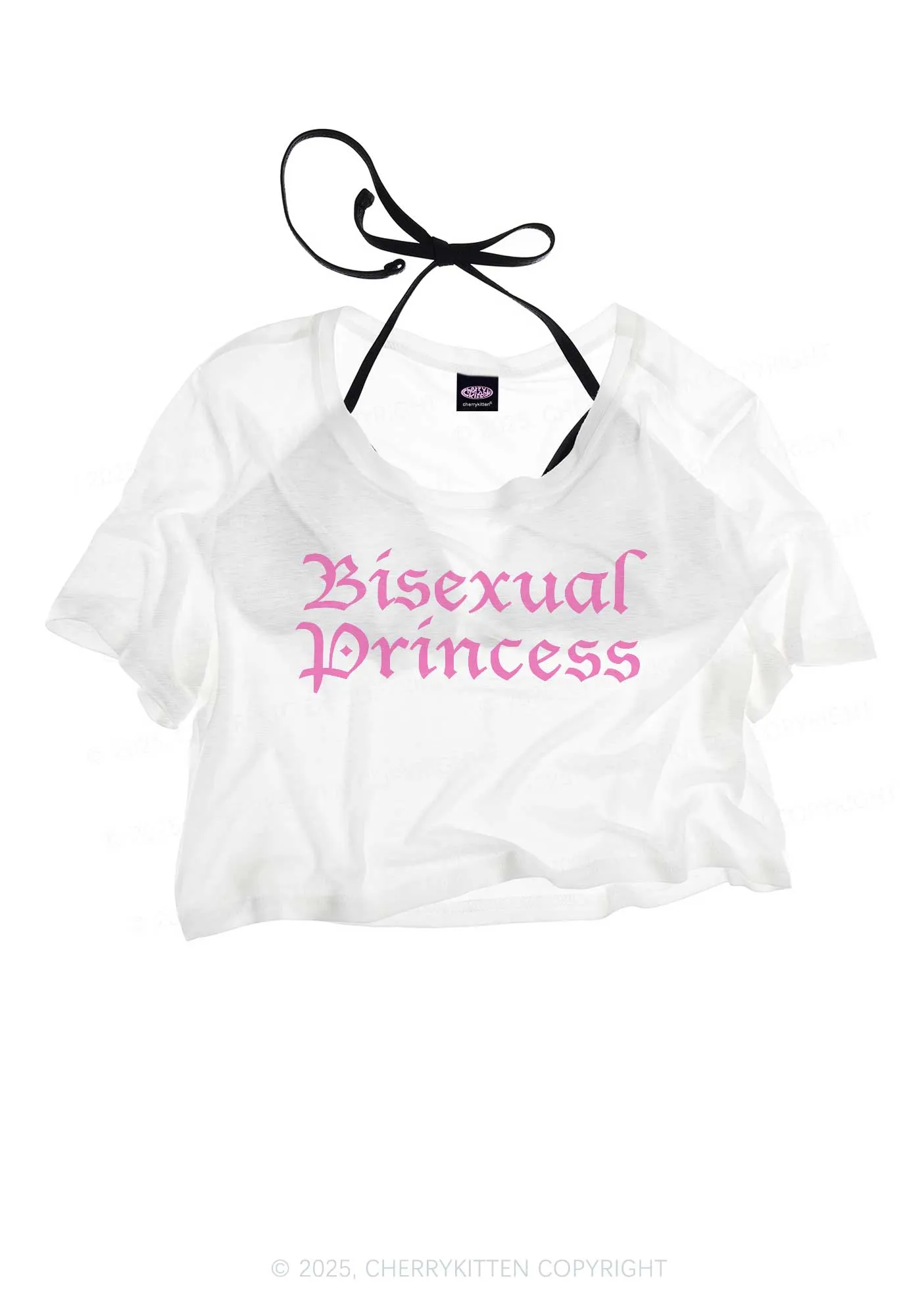 Bisexual Princess Pride Y2K Sheer Crop Tee Cherrykitten