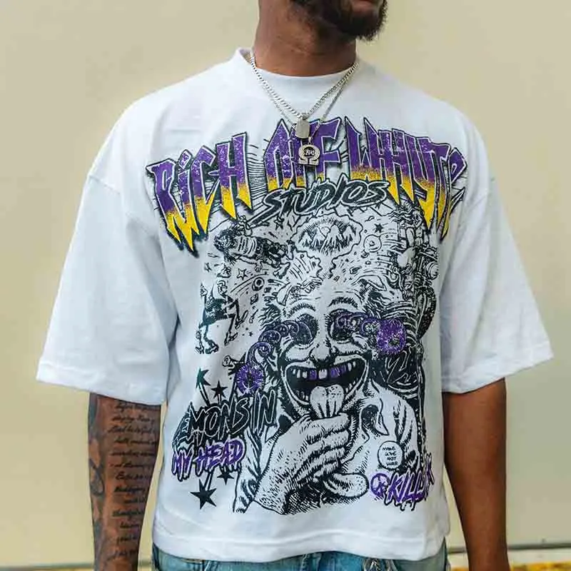 Blavra Demons In My Head Graphic Cropped T-Shirt