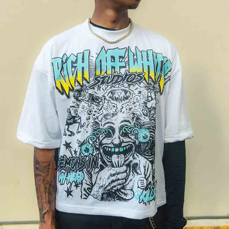 Blavra Demons In My Head Graphic Cropped T-Shirt
