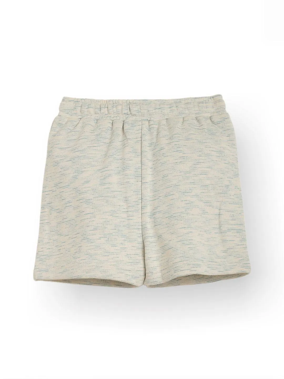 BLUE WHITE TEXTURED SUMMER GIRLS SHORTS - WHITE