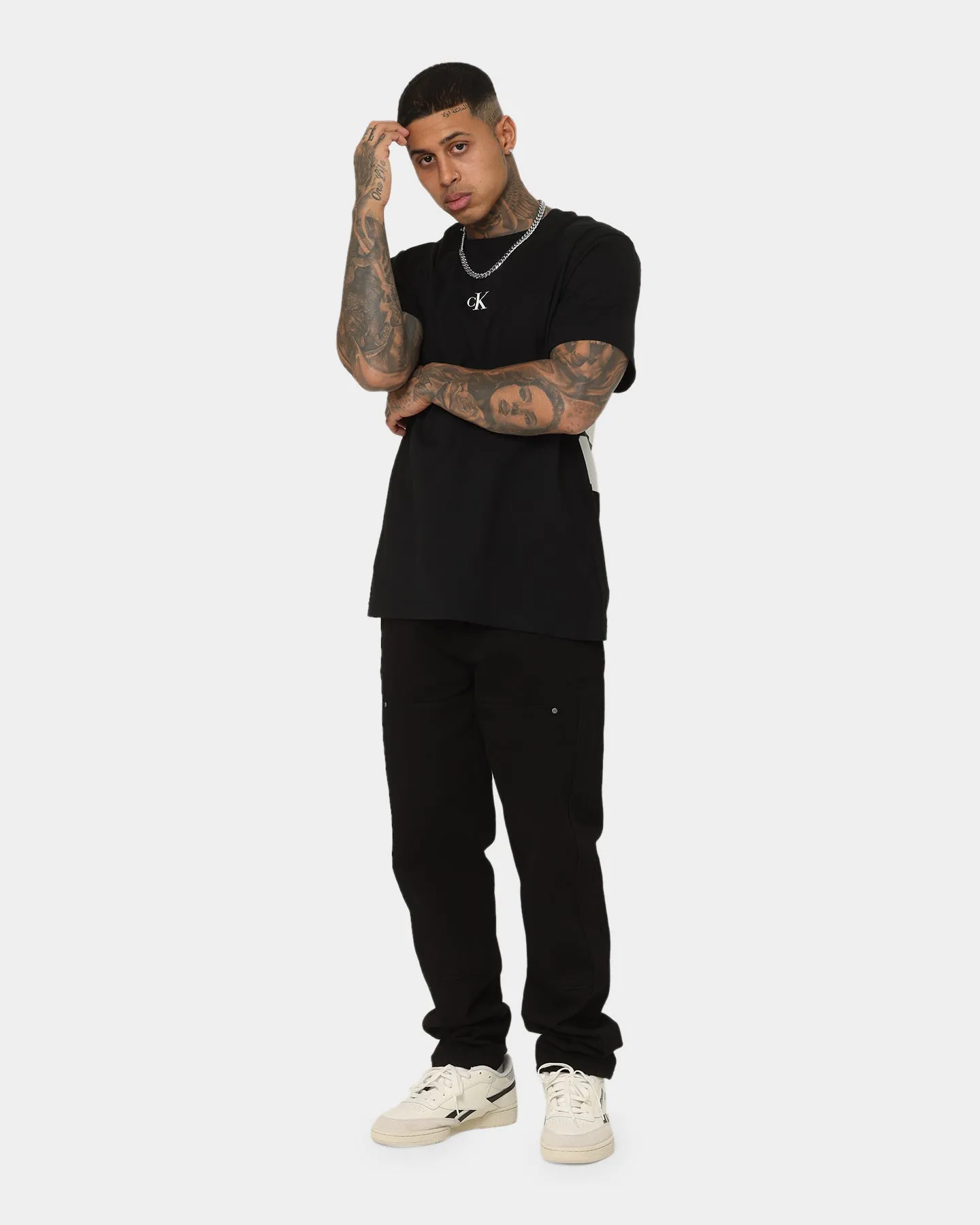 Calvin Klein Stripe CK Colourblock T-Shirt Ck Black