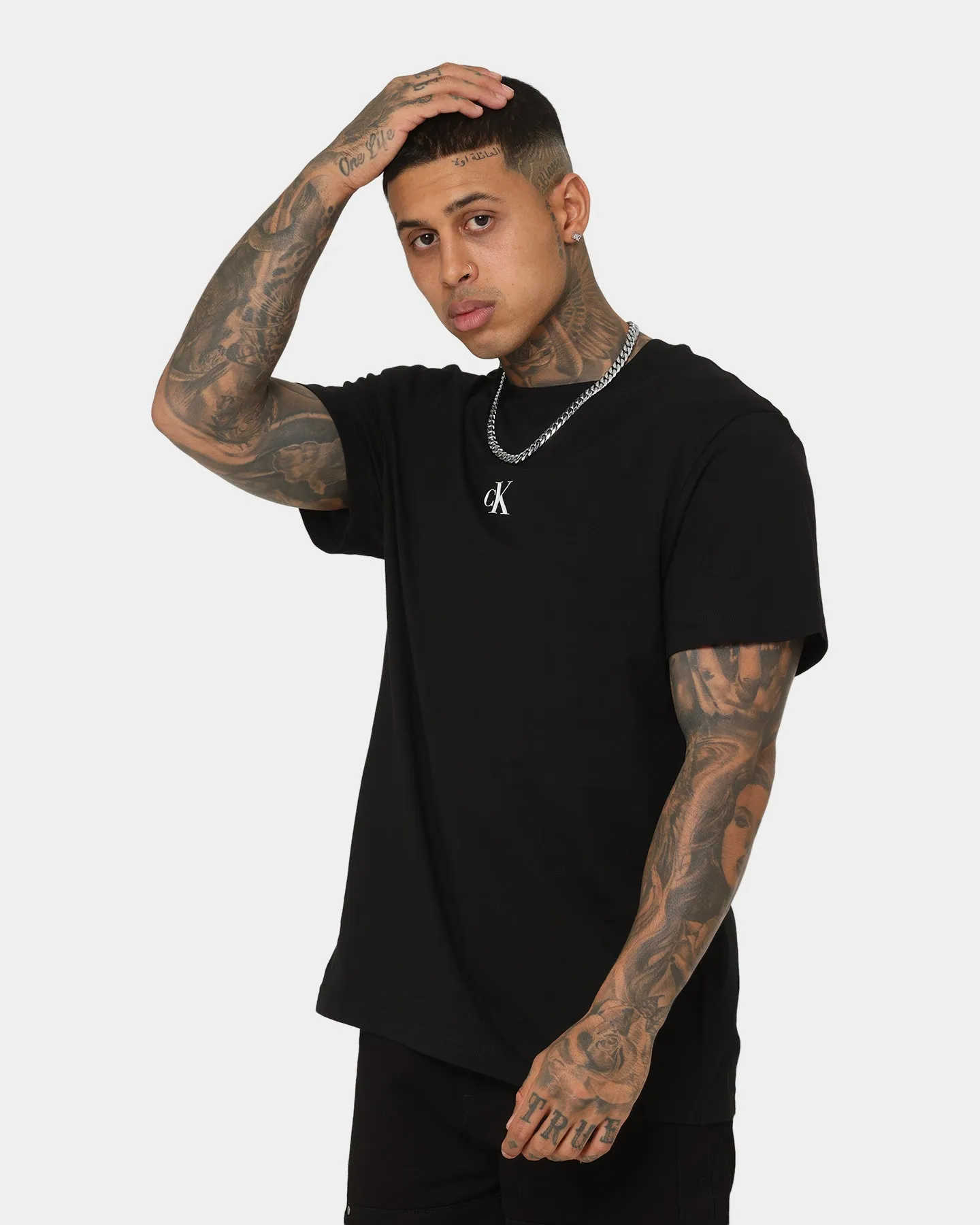Calvin Klein Stripe CK Colourblock T-Shirt Ck Black