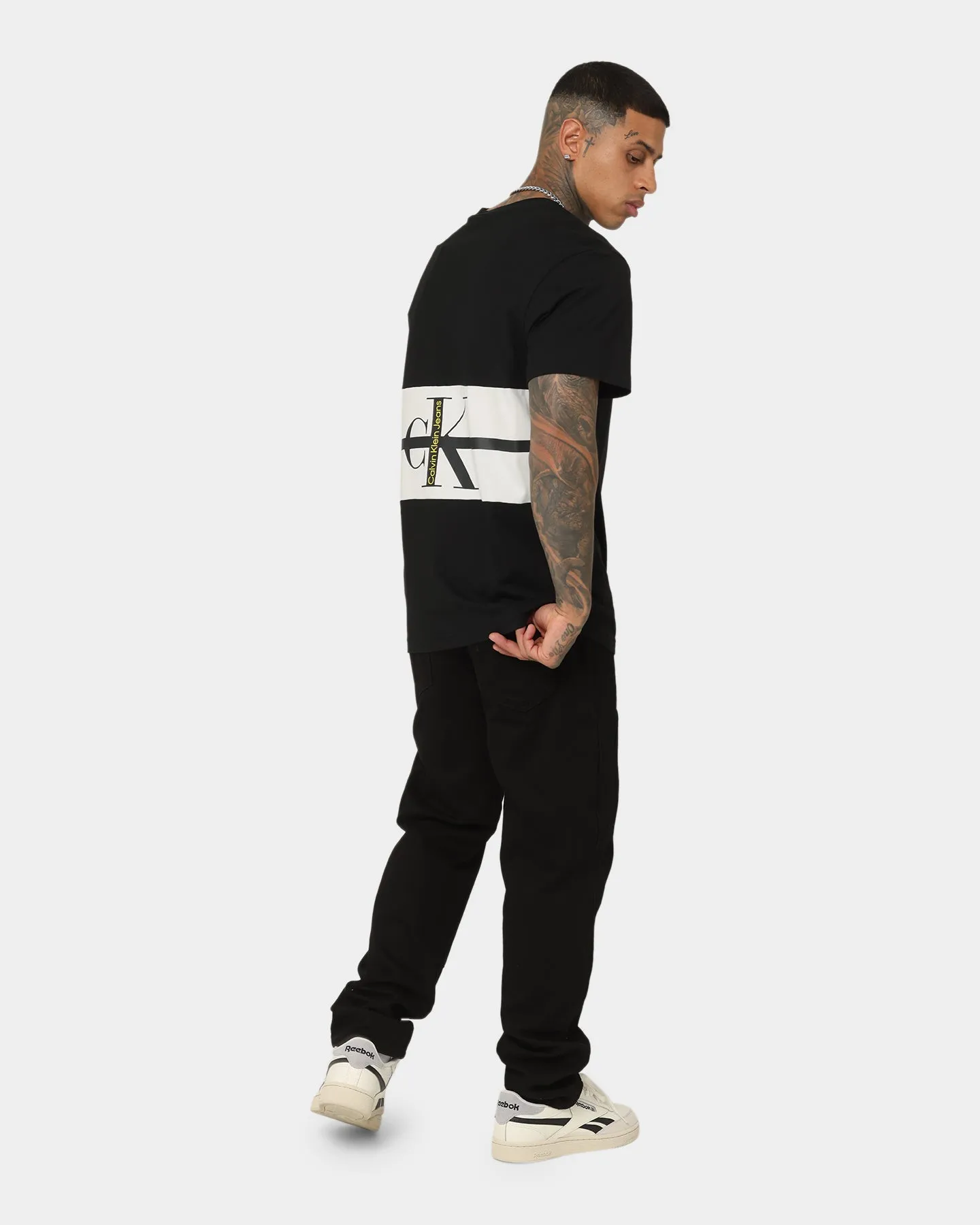 Calvin Klein Stripe CK Colourblock T-Shirt Ck Black
