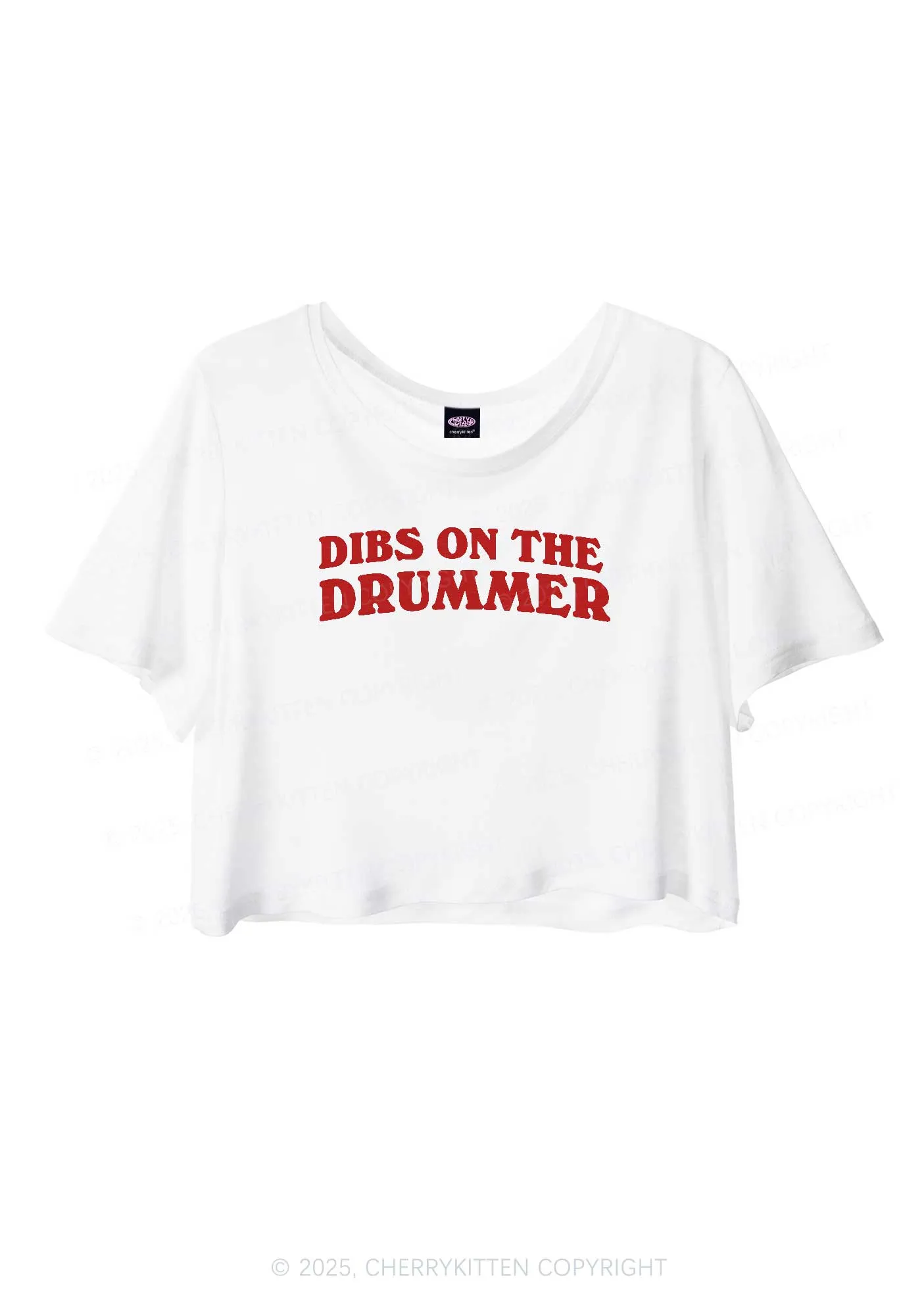 Dibs On The Drummer Y2K Sheer Crop Tee Cherrykitten