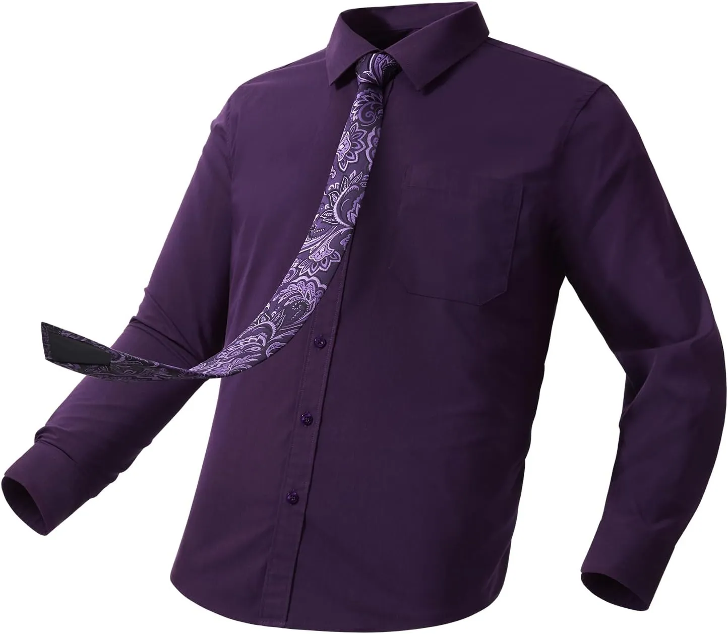 Enlision Mens Dress Shirts Long Sleeve Button Down Shirt for Men Regular Fit Business Casual Shirt and Tie Sets for Wedding