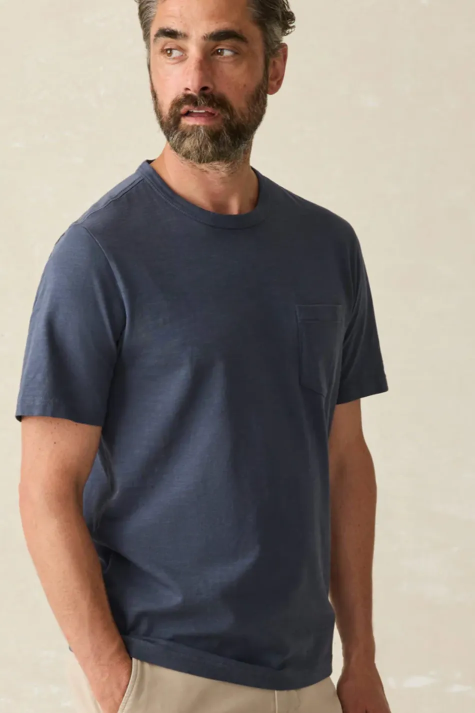 Faherty Men's Sunwashed Pocket Tee Navy