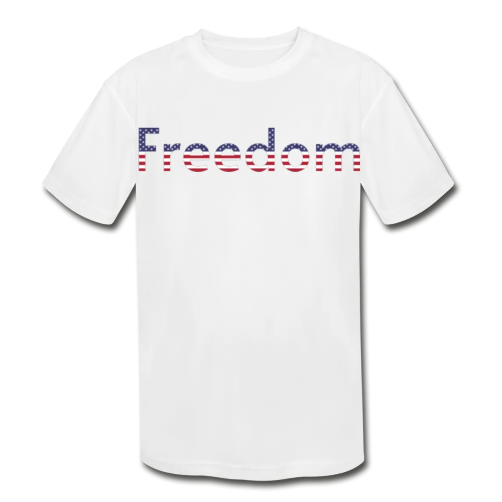 Freedom Patriotic Word Art Kids' Moisture Wicking Performance T-Shirt