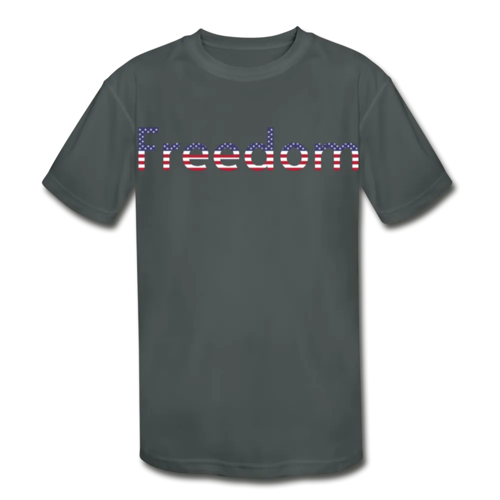 Freedom Patriotic Word Art Kids' Moisture Wicking Performance T-Shirt