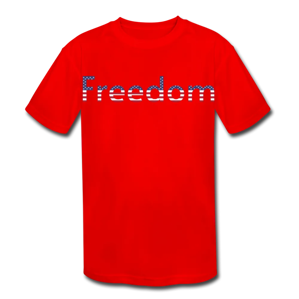 Freedom Patriotic Word Art Kids' Moisture Wicking Performance T-Shirt