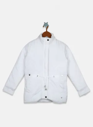 Girls White Plain Jacket
