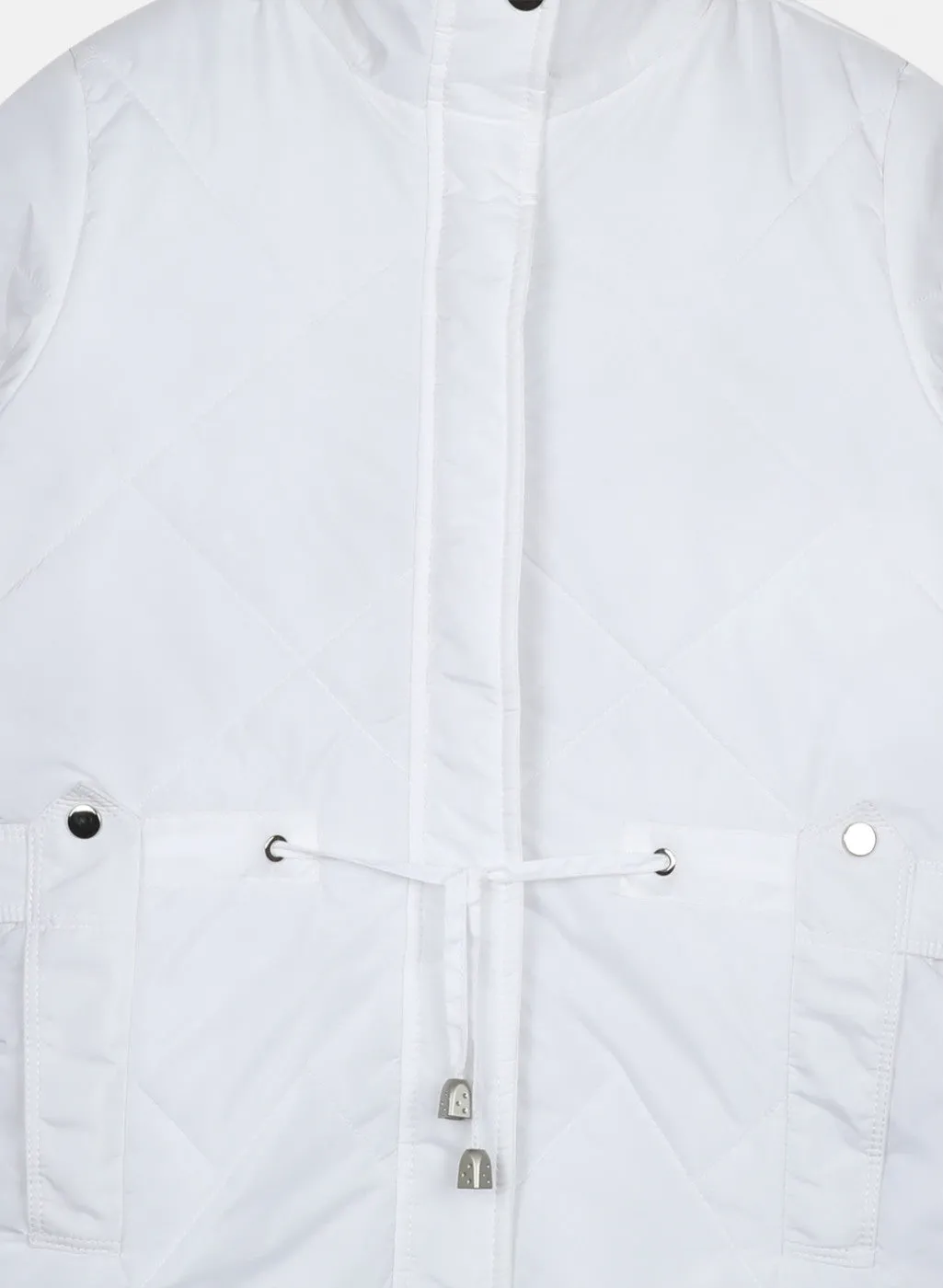 Girls White Plain Jacket