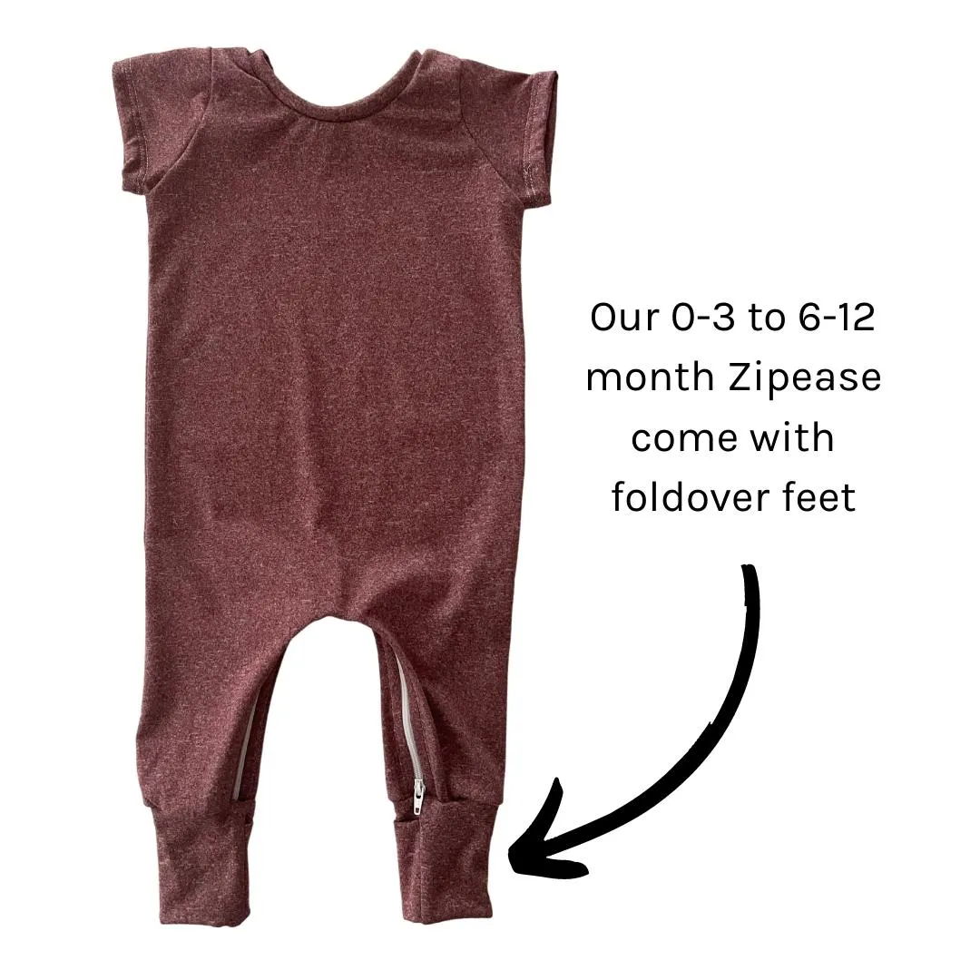 Heathered Maroon Zip Romper