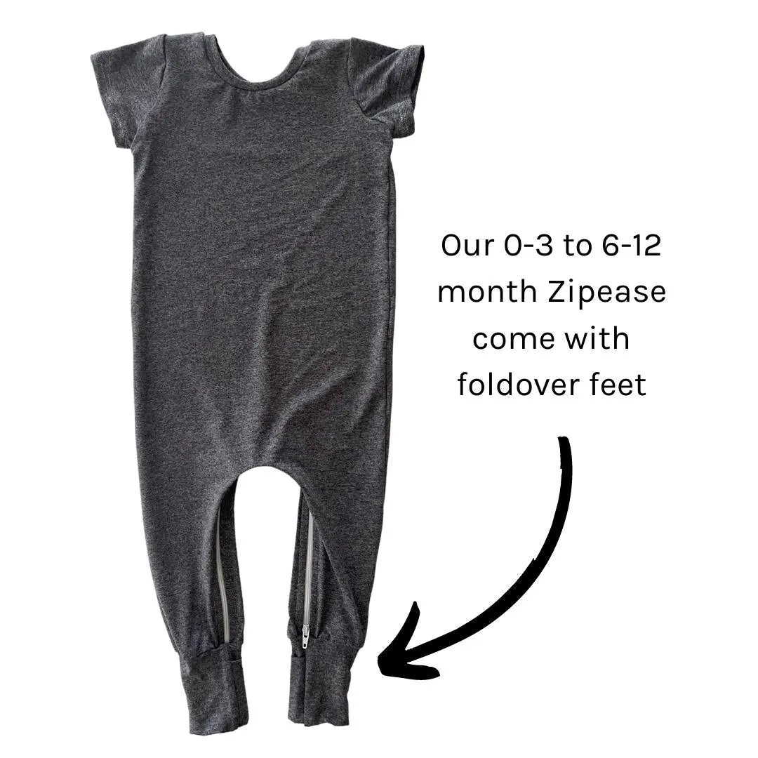 Heathered Navy Zip Romper