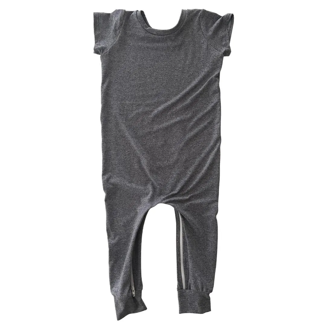 Heathered Navy Zip Romper
