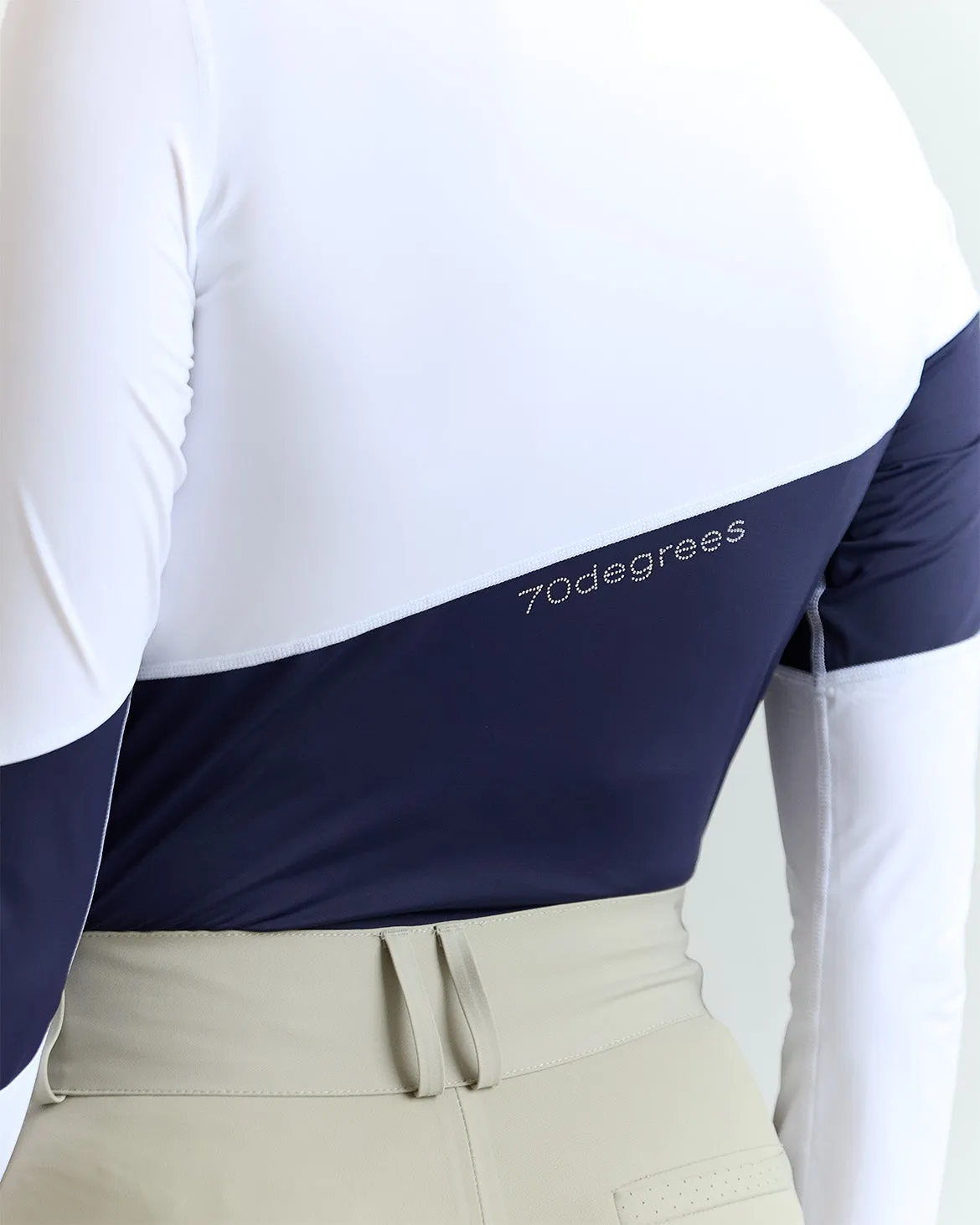 Long Sleeve Asymm Show Shirt - Navy/ White