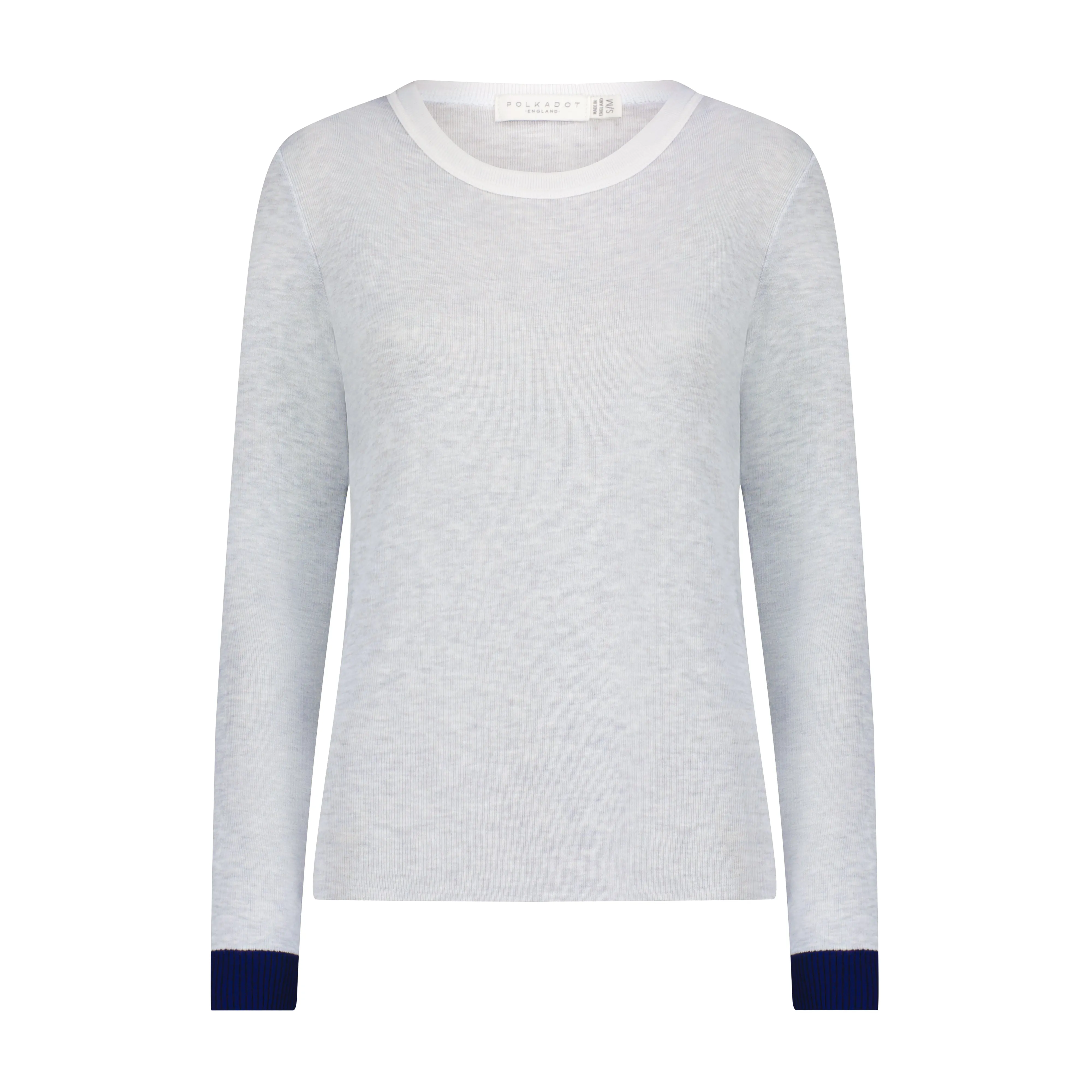 Polkadot RACHEL SLOUCHY Heather Grey w Navy Cuffs -Restocked