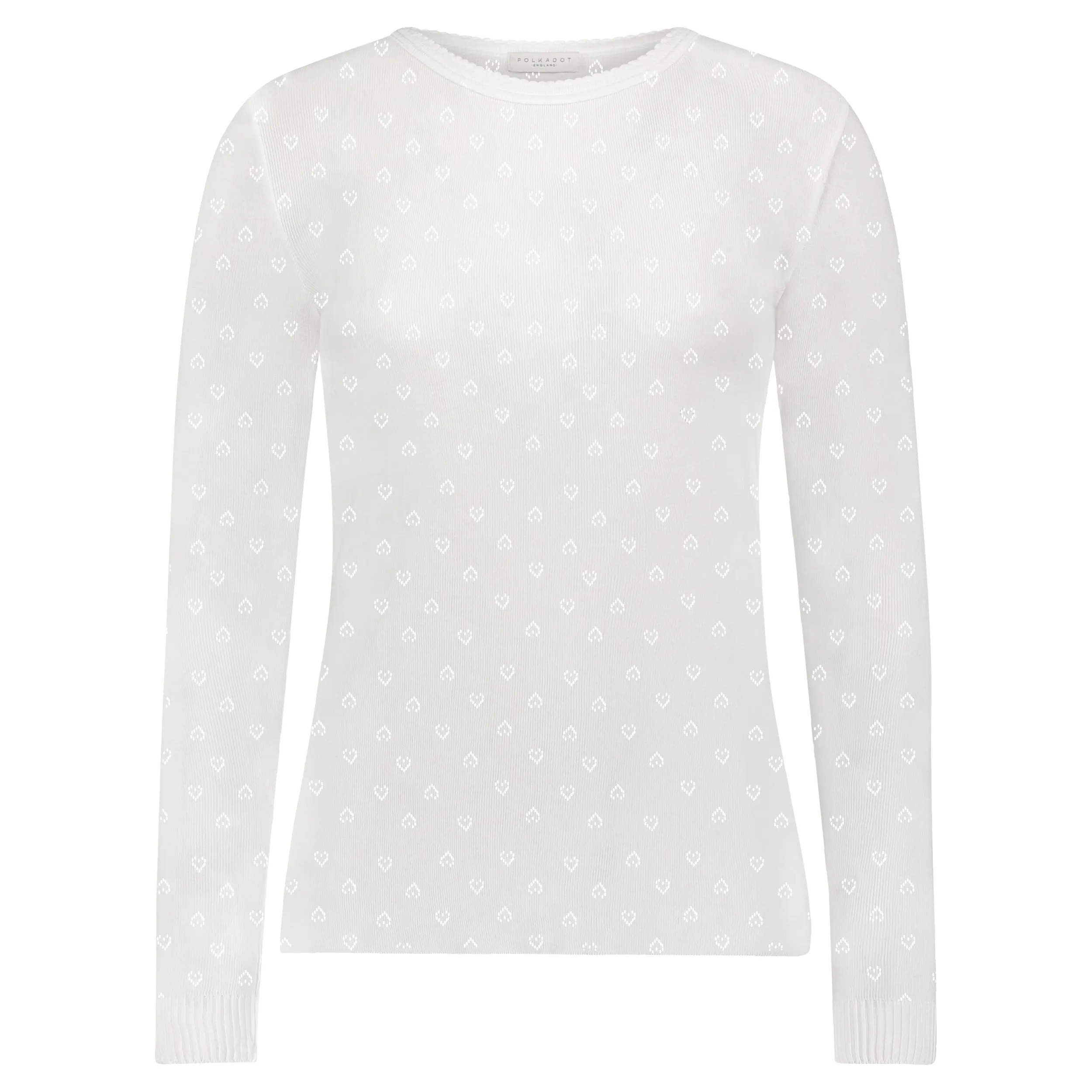 Polkadot RACHEL SLOUCHY Pearl White Vintage Hearts Pointelle -Restocked
