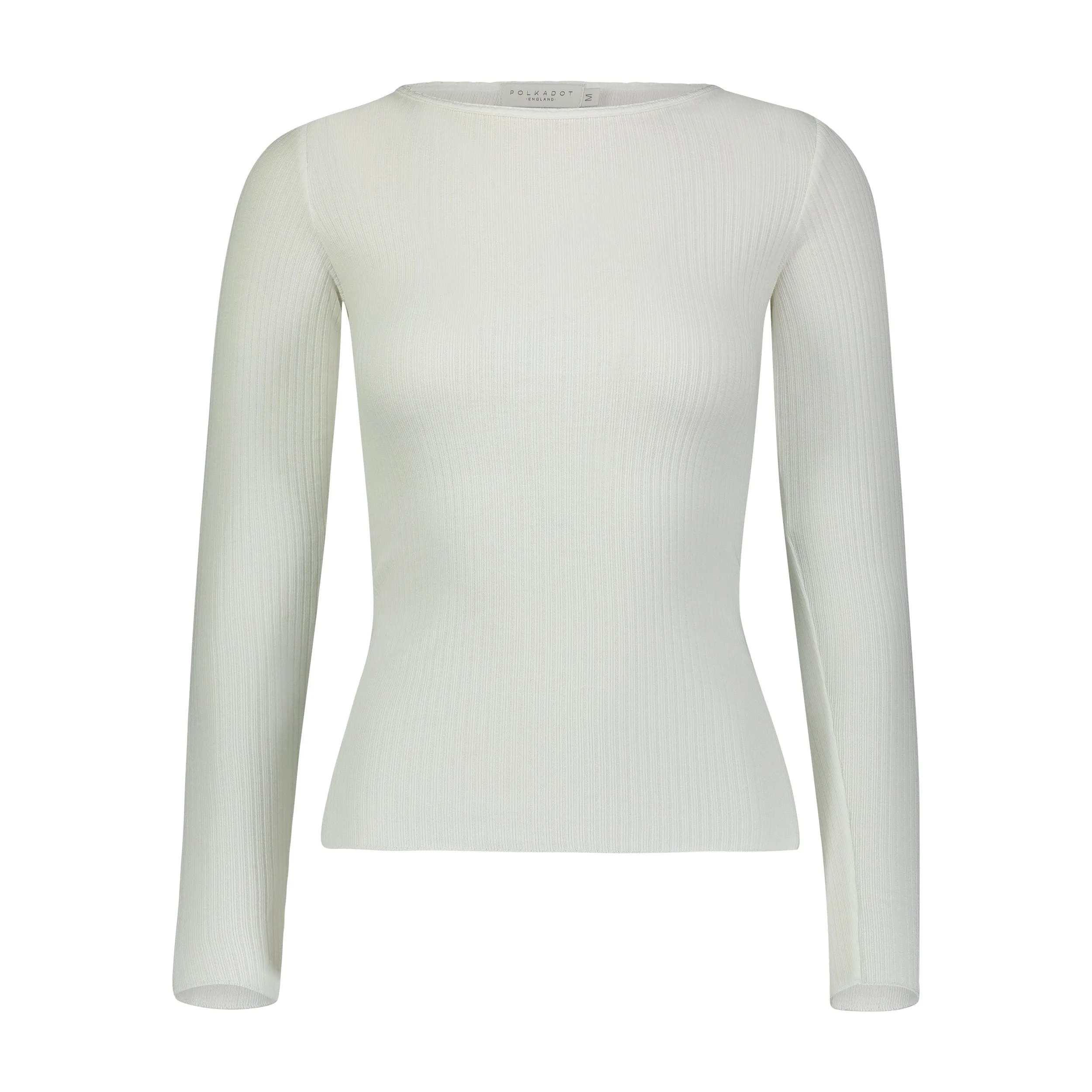 RIB SLOUCHY CREW Pearl White w Scallop