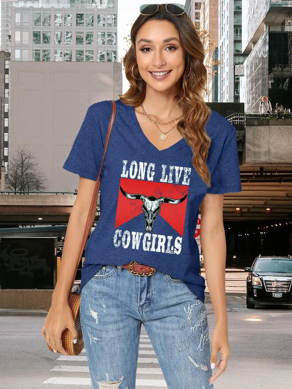Western Country Shirt for Women Cowgirl Cartoon Boots V Neck Short Sleeve Tops Vintage Cowboy Graphic Tees