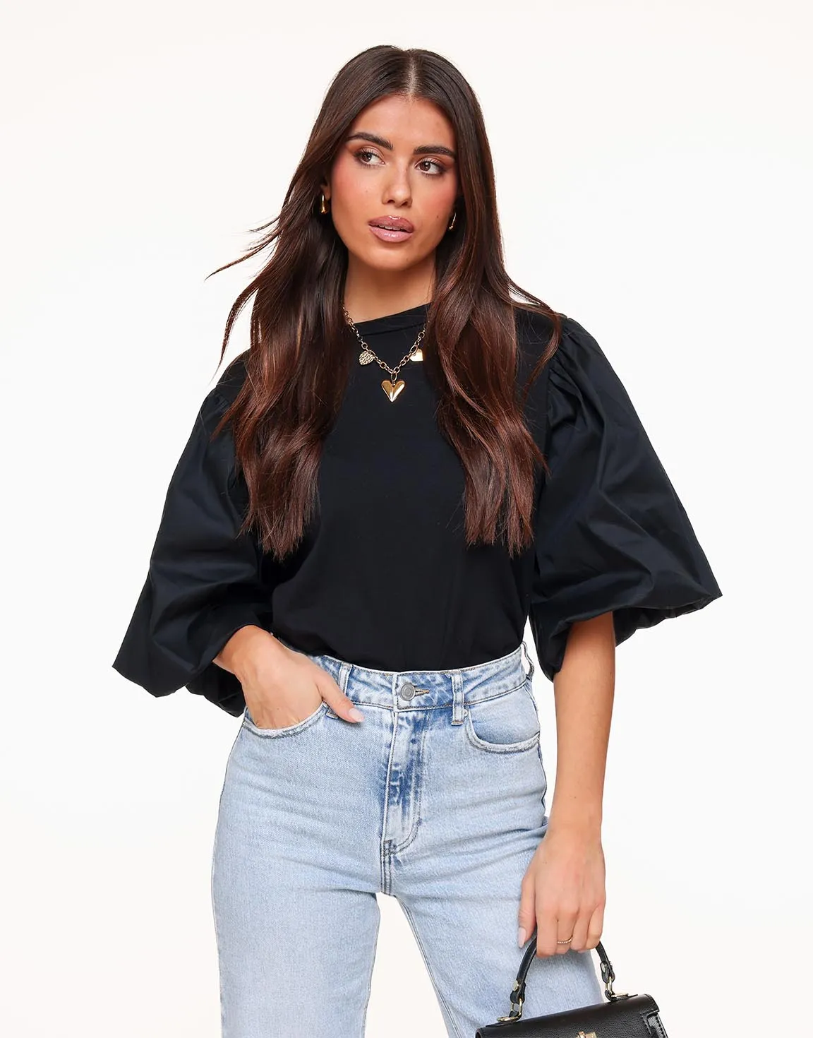Zwarte Pofmouwen - T-shirt